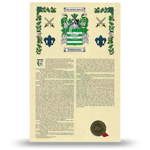 Delafontaine Armorial History with Coat of Arms
