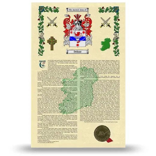 Delane Armorial History with Coat of Arms