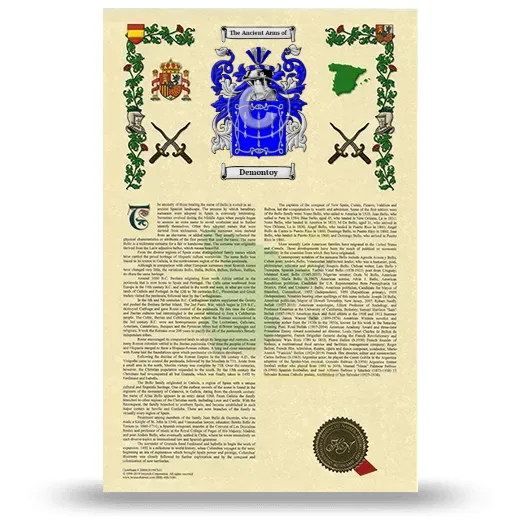 Demontoy Armorial History with Coat of Arms