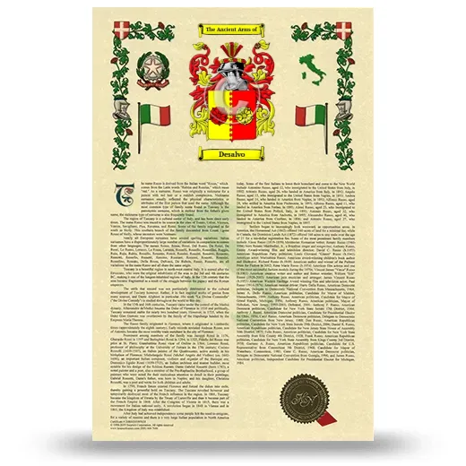 Desalvo Armorial History with Coat of Arms