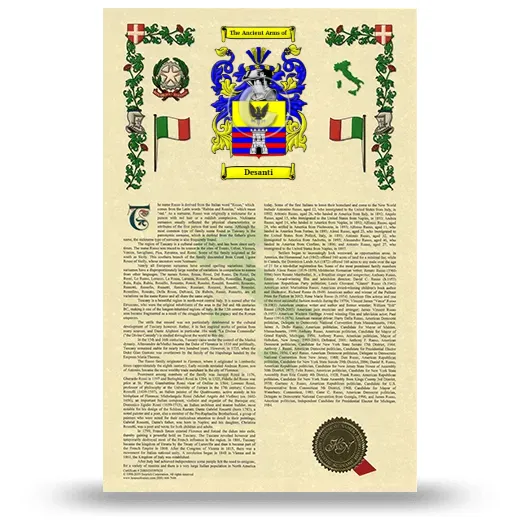 Desanti Armorial History with Coat of Arms