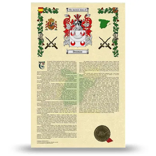 Desouza Armorial History with Coat of Arms