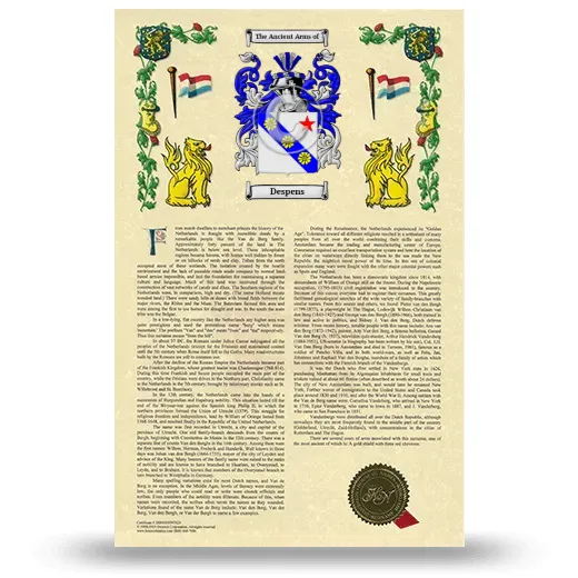 Despens Armorial History with Coat of Arms