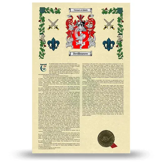Devilleneuve Armorial History with Coat of Arms