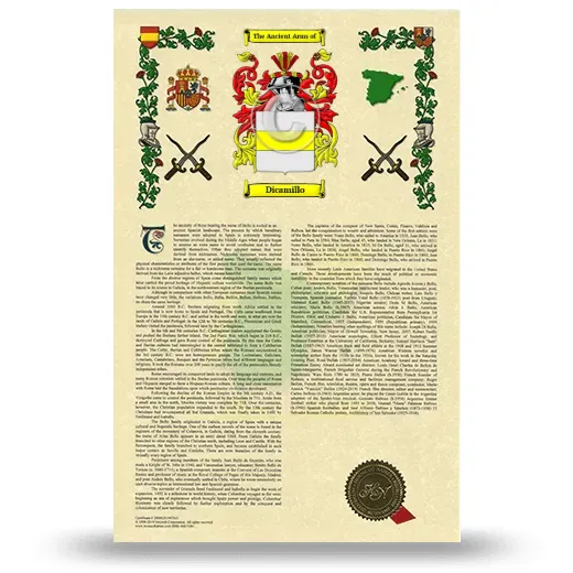 Dicamillo Armorial History with Coat of Arms