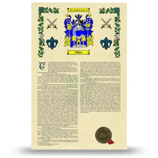 Didion Armorial History with Coat of Arms