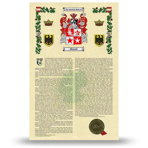Diessel Armorial History with Coat of Arms