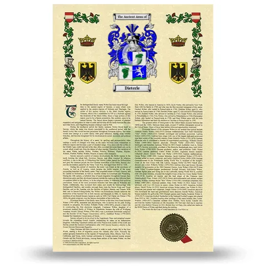 Dieterle Armorial History with Coat of Arms