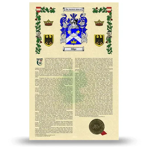 Dilge Armorial History with Coat of Arms