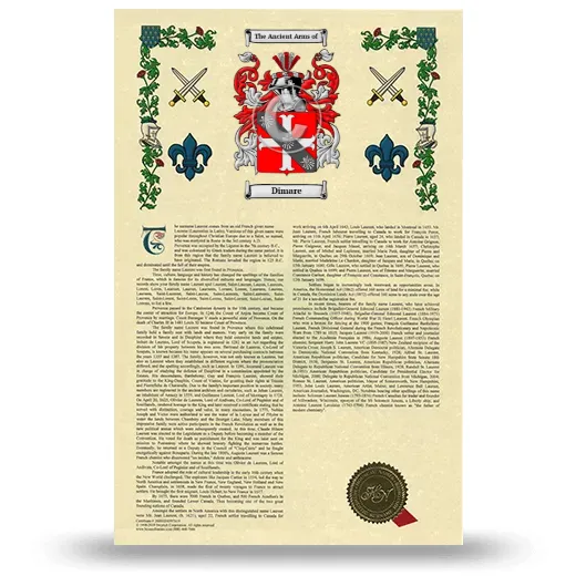 Dimare Armorial History with Coat of Arms