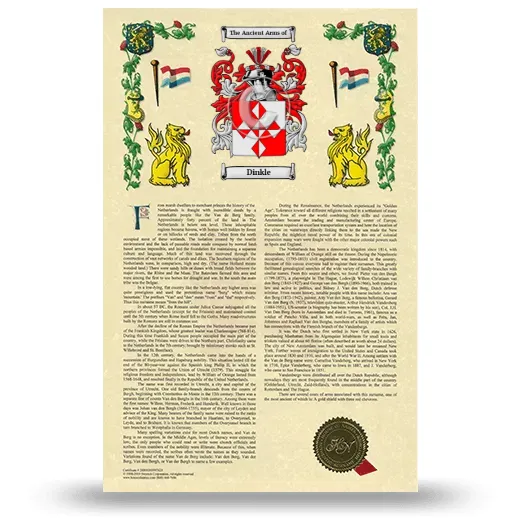 Dinkle Armorial History with Coat of Arms