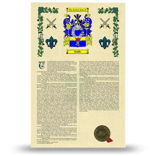 Dodds Armorial History with Coat of Arms