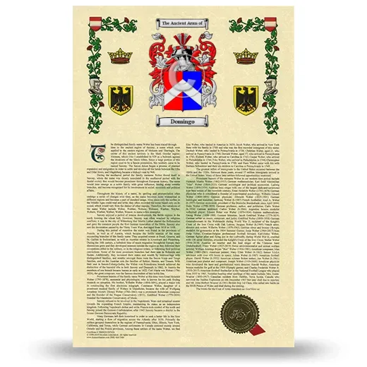 Domingo Armorial History with Coat of Arms