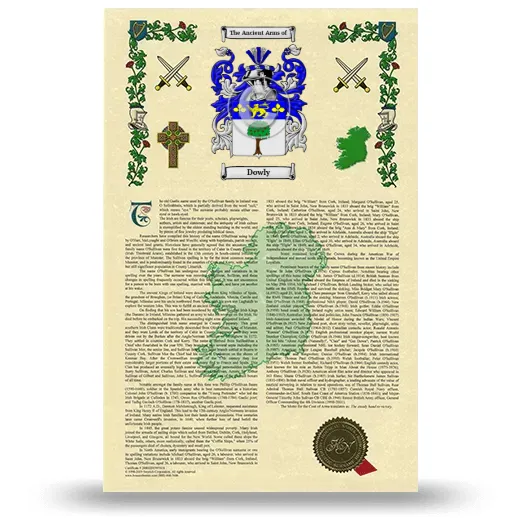 Dowly Armorial History with Coat of Arms