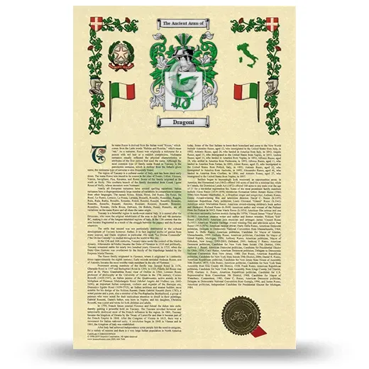 Dragoni Armorial History with Coat of Arms