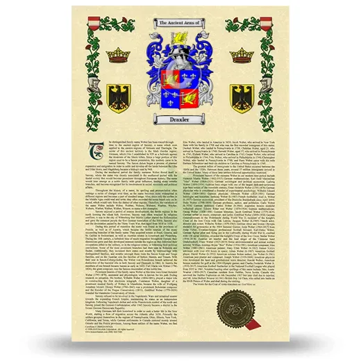 Draxler Armorial History with Coat of Arms