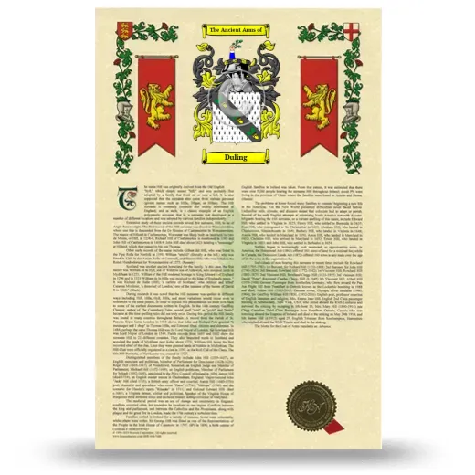 Duling Armorial History with Coat of Arms