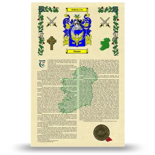 Dunne Armorial History with Coat of Arms