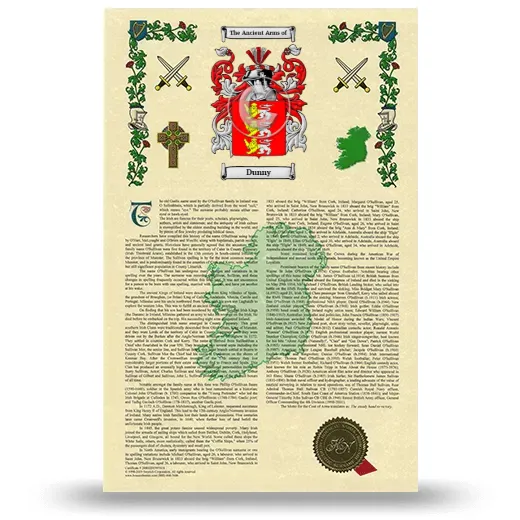 Dunny Armorial History with Coat of Arms