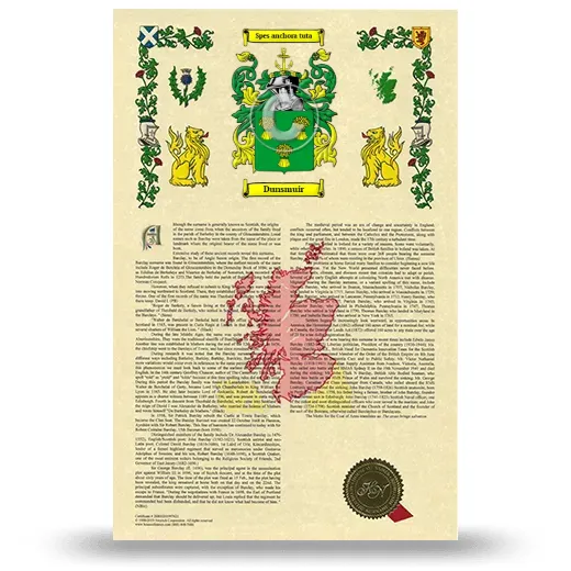 Dunsmuir Armorial History with Coat of Arms