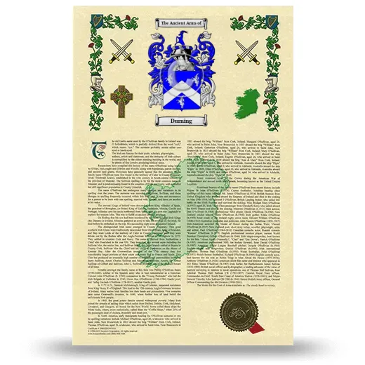 Durning Armorial History with Coat of Arms