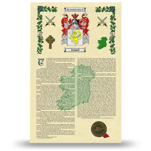Dwinell Armorial History with Coat of Arms