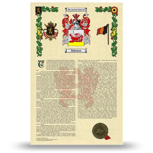Dykeman Armorial History with Coat of Arms