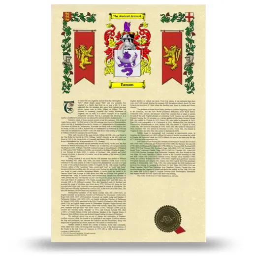 Eamon Armorial History with Coat of Arms