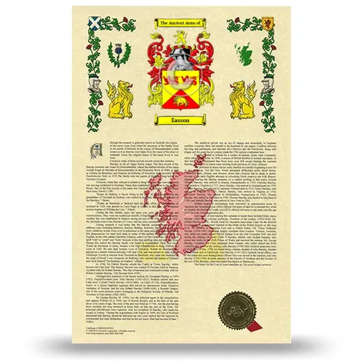 Easson Armorial History with Coat of Arms