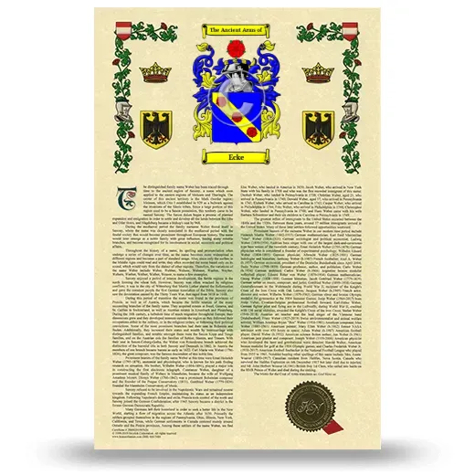 Ecke Armorial History with Coat of Arms