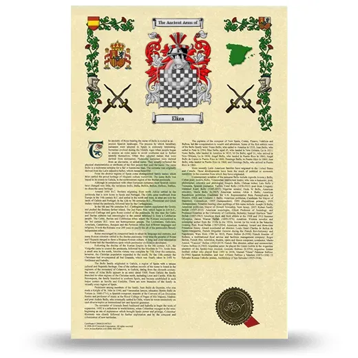 Eliza Armorial History with Coat of Arms