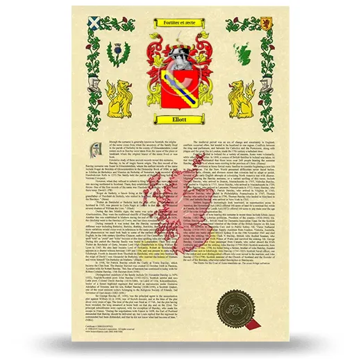 Ellott Armorial History with Coat of Arms