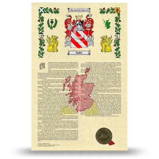 Endry Armorial History with Coat of Arms