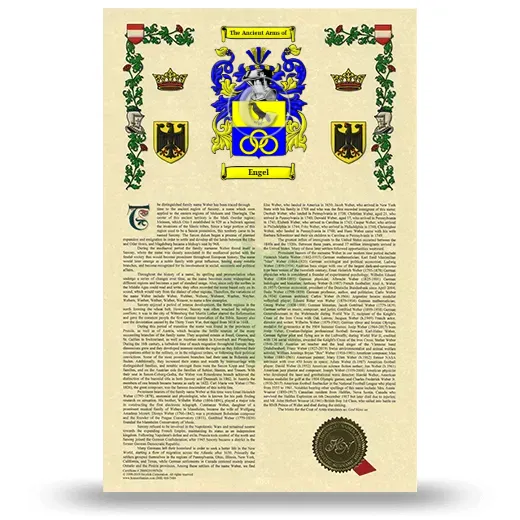 Engel Armorial History with Coat of Arms