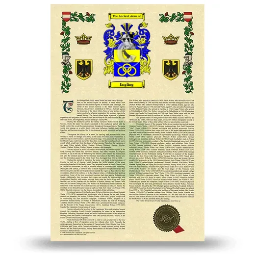 Engling Armorial History with Coat of Arms