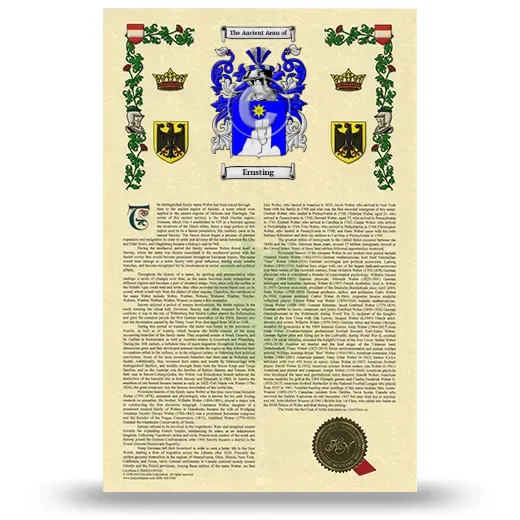 Ernsting Armorial History with Coat of Arms