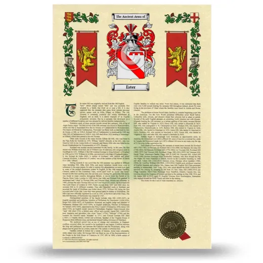 Ester Armorial History with Coat of Arms