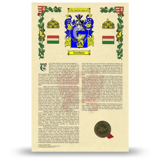 Esterhazy Armorial History with Coat of Arms