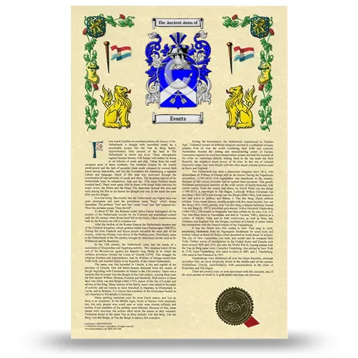 Evarts Armorial History with Coat of Arms