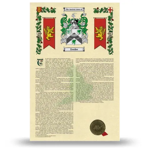 Everlee Armorial History with Coat of Arms
