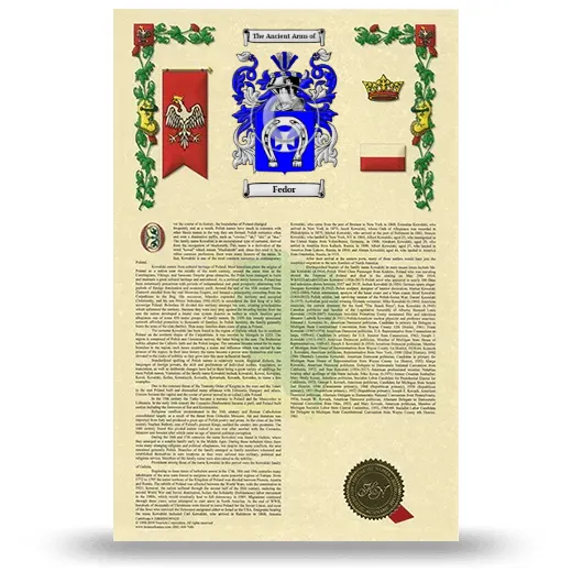 Fedor Armorial History with Coat of Arms
