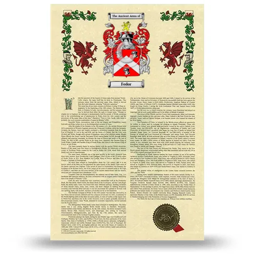 Fedor Armorial History with Coat of Arms