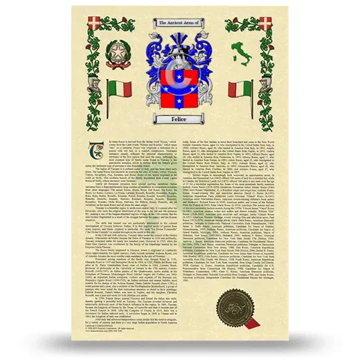 Felice Armorial History with Coat of Arms