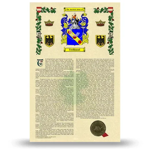 Ferdinand Armorial History with Coat of Arms