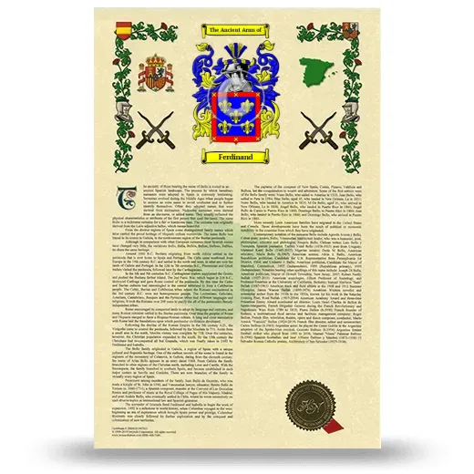 Ferdinand Armorial History with Coat of Arms