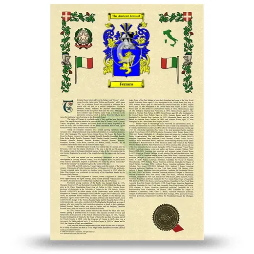 Ferraro Armorial History with Coat of Arms