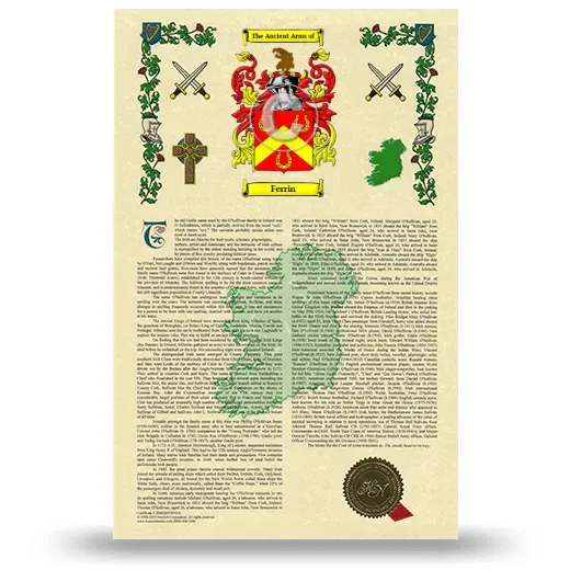 Ferrin Armorial History with Coat of Arms