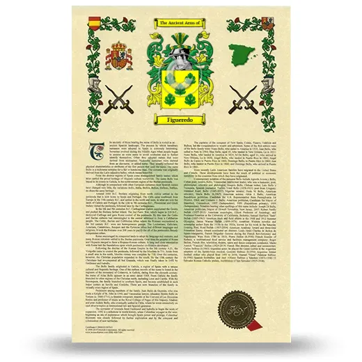 Figueredo Armorial History with Coat of Arms