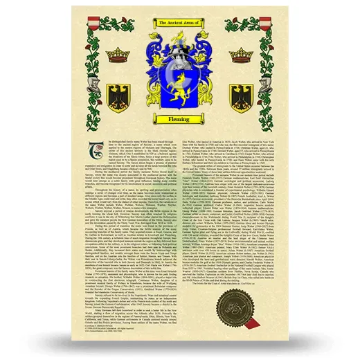 Fleming Armorial History with Coat of Arms