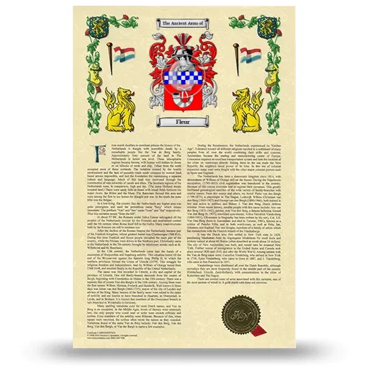 Fleur Armorial History with Coat of Arms